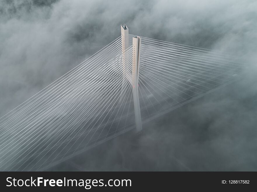 Redzinski Bridge In The Clouds Aerial View