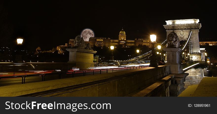 Night, Landmark, Bridge, City