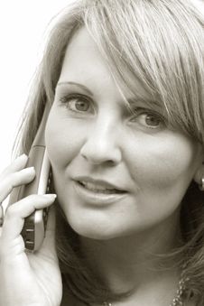 A Beautiful Woman With Phone Stock Photography