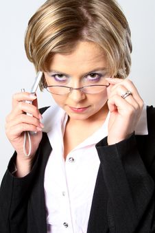 Blond Business Woman With Glasses Stock Image Blond Business Woman With Glasses Stock Image