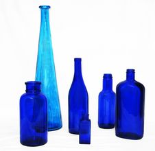 6 Blue Bottles Royalty Free Stock Photos 6 Blue Bottles Royalty Free Stock Photos