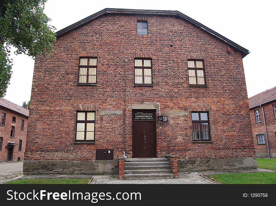 Barracks at Auschwitz which served as a hospital for prisoners. Barracks at Auschwitz which served as a hospital for prisoners.