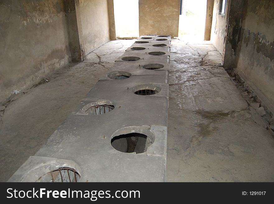 Latrines at the concentration camp Auschwitz II - Birkenau. Latrines at the concentration camp Auschwitz II - Birkenau