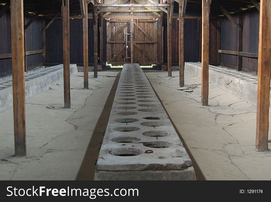 Latrines at the concentration camp Auschwitz. Latrines at the concentration camp Auschwitz.