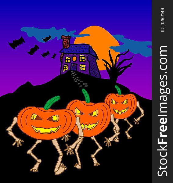 Skeleton pumpkins are coming to get you!. Skeleton pumpkins are coming to get you!