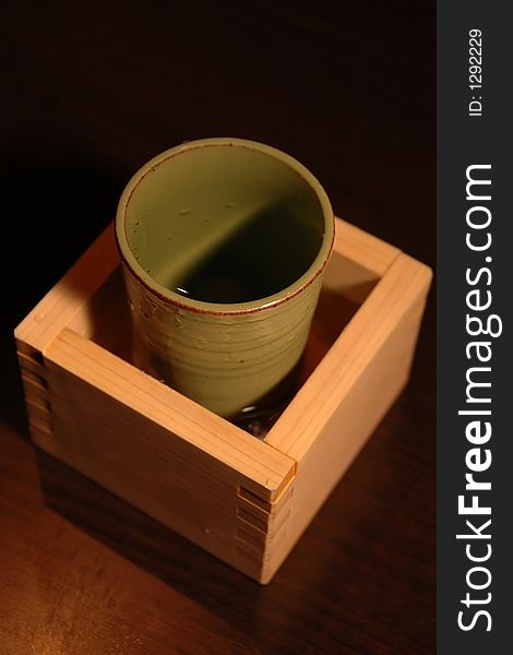 Japanese drink - sake in wooden box