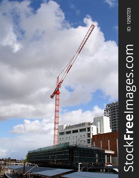 Construction crane on a building