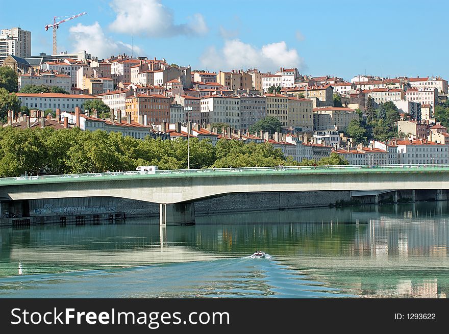 North of Lyon (France) The Rhone river. North of Lyon (France) The Rhone river