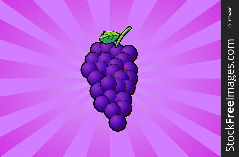 Grapes on a radiant cartoon background. Grapes on a radiant cartoon background.