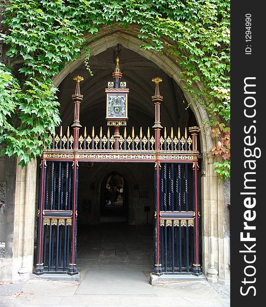 Church gateway entrance with wrought ironwork. Church gateway entrance with wrought ironwork