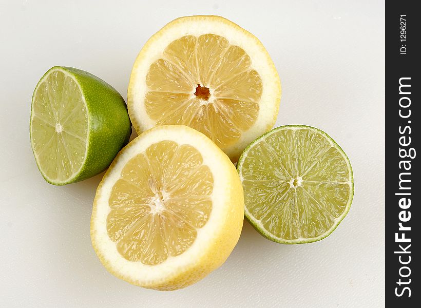 Lemon lime fruit lemonade halves yellow