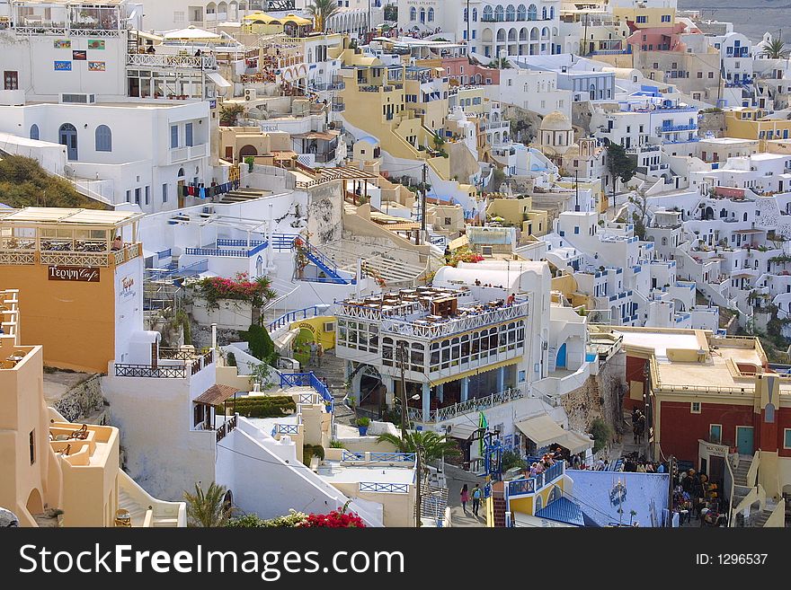 Happy holiday in greece of the island santorini