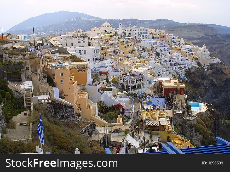 Happy holiday in greece of the island santorini