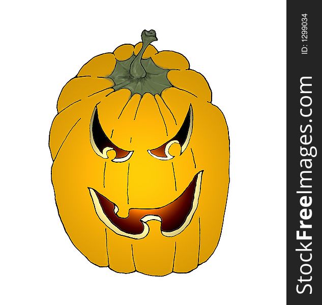 Illustration of a carved pumpkin decorated for Halloween isolated on a white background. Illustration of a carved pumpkin decorated for Halloween isolated on a white background