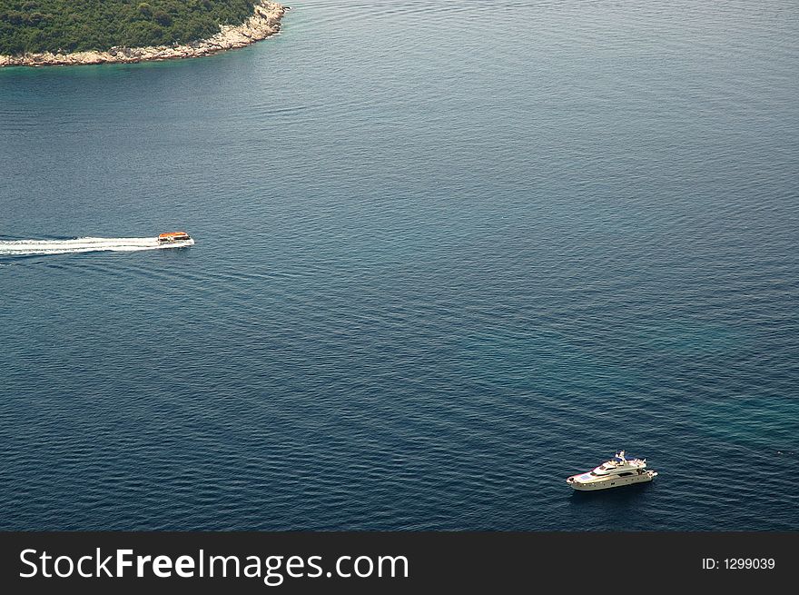 Water skiing, ocean, Dubrovnik, Croatia