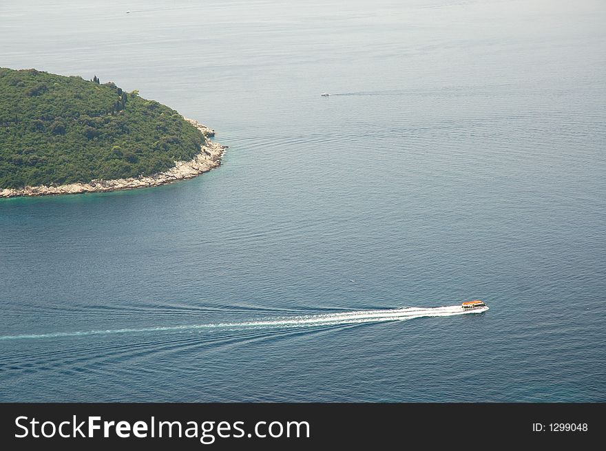 Water skiing, ocean, Dubrovnik, Croatia