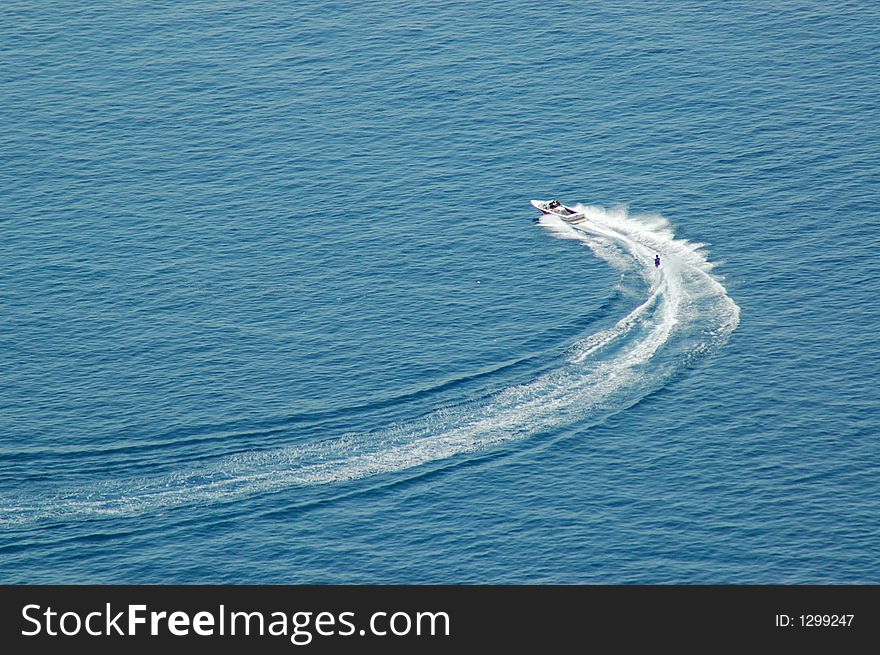 Water skiing, ocean, Dubrovnik, Croatia