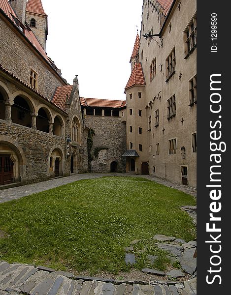 Courtyard of Castle Bouzov in the Czech Republic. Courtyard of Castle Bouzov in the Czech Republic