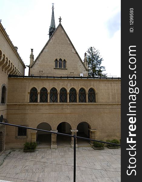 Courtyard of Castle Bouzov in the Czech Republic. Courtyard of Castle Bouzov in the Czech Republic