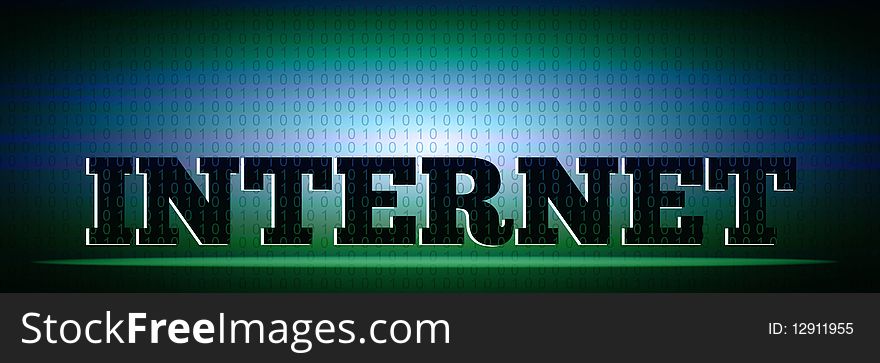 The word internet on a blue and green background. . The word internet on a blue and green background.