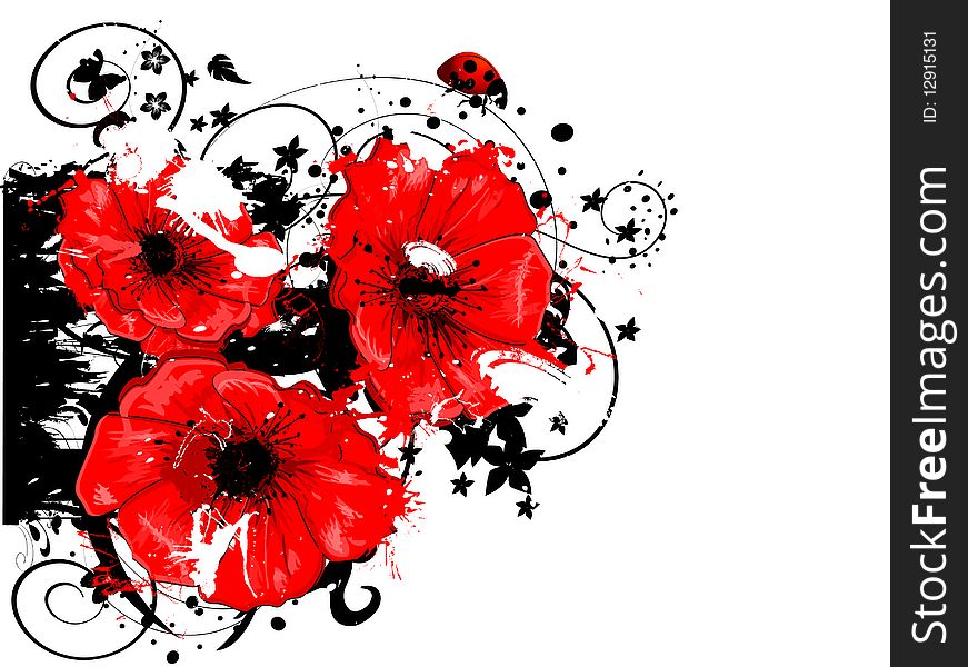 Art natural red poppy background. Art natural red poppy background