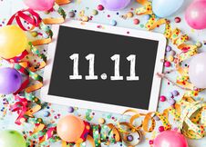 11.11 On A School Slate With Carnival Frame Stock Images