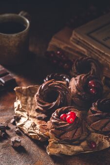 Chocolate Bundt Cake For Dessert Stock Image