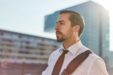 Free Businessman Reflects On Future Royalty Free Stock Photography - 129156167