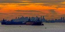 Sunset Over Singapore Strait Royalty Free Stock Images
