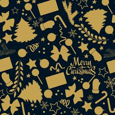 Merry Christmas Seamless Pattern With Christmas Elements For Your Design. Royalty Free Stock Photo