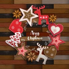 Christmas Traditional Ornaments On Wooden Parquet Background Royalty Free Stock Photography