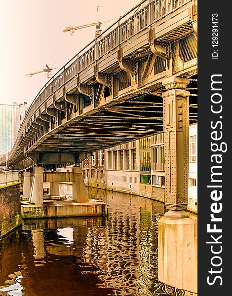 Bridge, Reflection, Water, Waterway