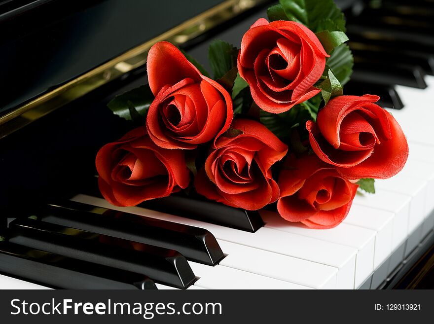 Piano Key and rose