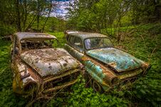 Forgotten Car Decaying In The Garden Stock Image
