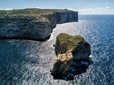 Drone Photo - The Rugged Coastline Of Gozo, Malta Stock Image
