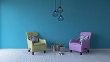 3ds Rendering Pastel Color Sofa On Wooden Floor Stock Images