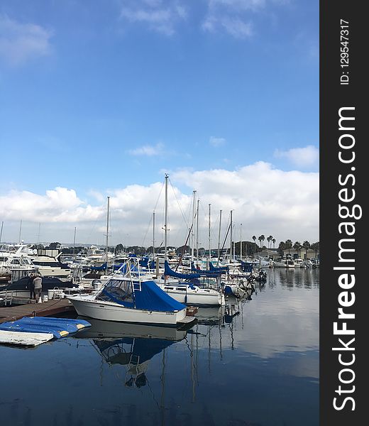 Marina, Water, Sky, Boat