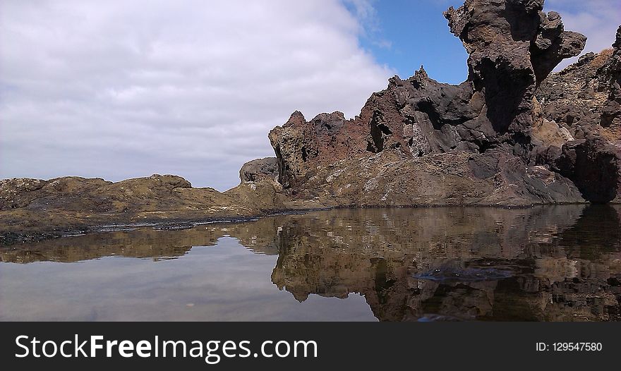 Reflection, Rock, Sky, Promontory