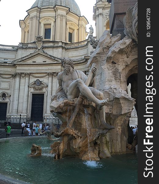 Fountain, Water, Statue, Sculpture