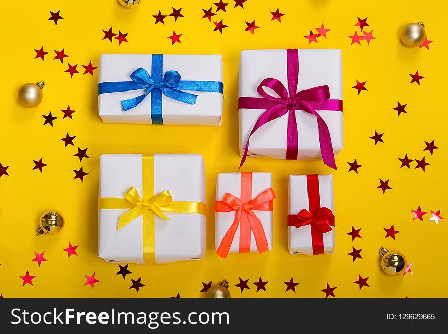 H beautiful gift boxes on white background