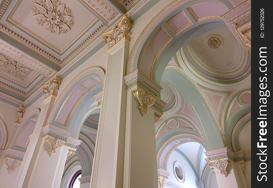 Ceiling, Column, Structure, Arch
