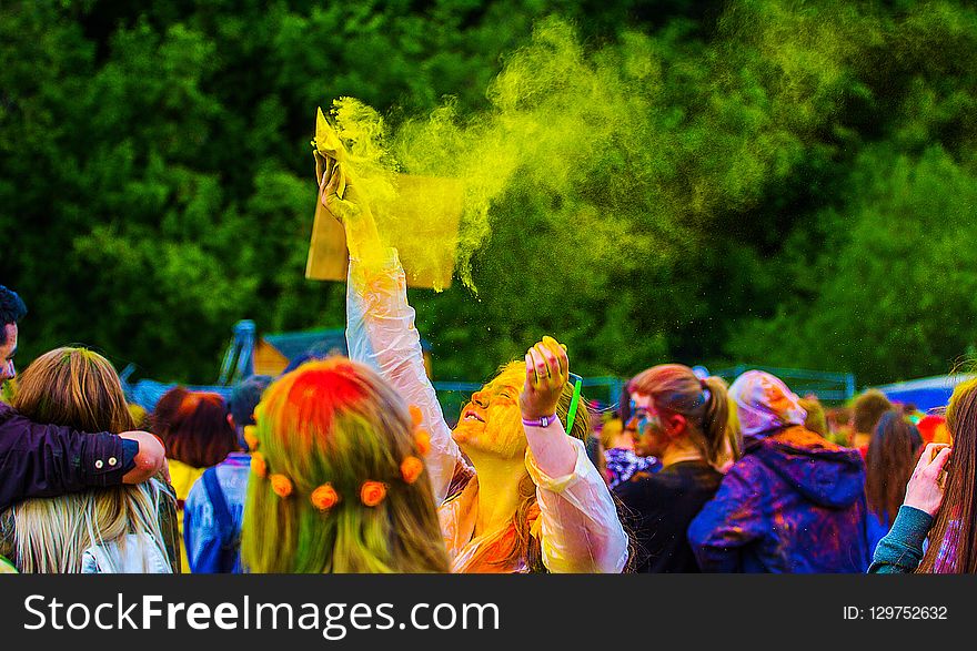Yellow, Crowd, Festival, Plant
