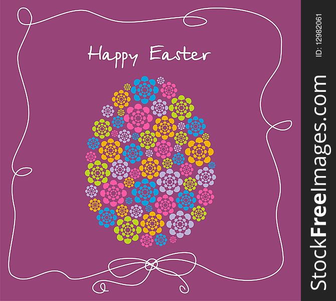 Postcard with Easter egg consist of colorful flowers. Postcard with Easter egg consist of colorful flowers.