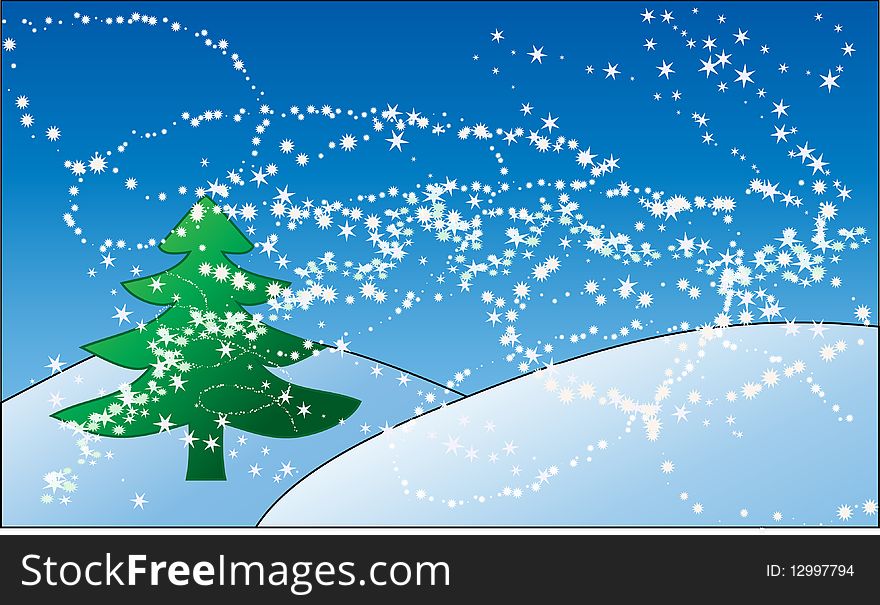 Snowed countryside view, in simple vector. Snowed countryside view, in simple vector