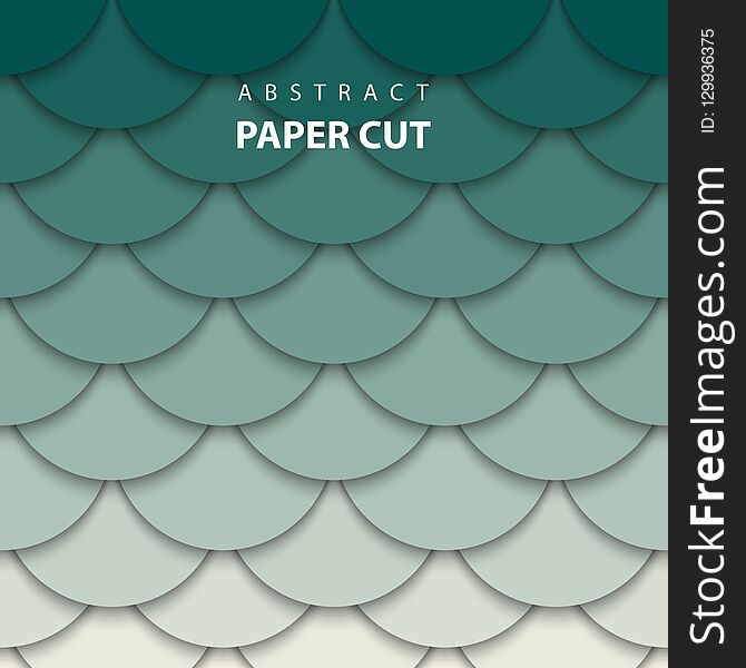 Vector background with beige and green colors paper cut shapes.