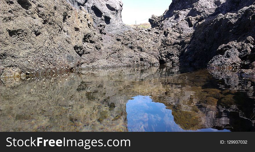 Rock, Water, Reflection, Wilderness