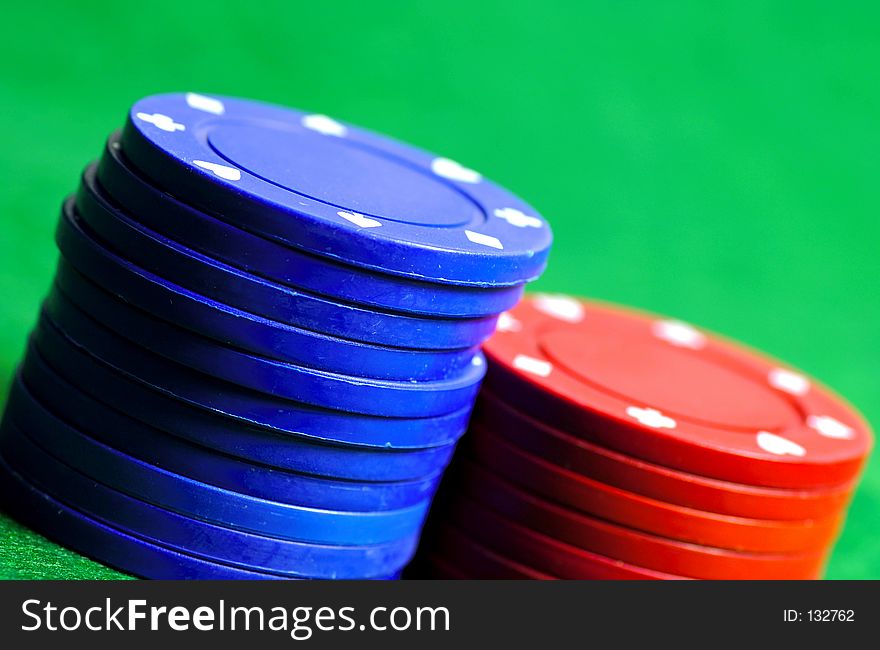 Red and Blue Poker Chips. Red and Blue Poker Chips