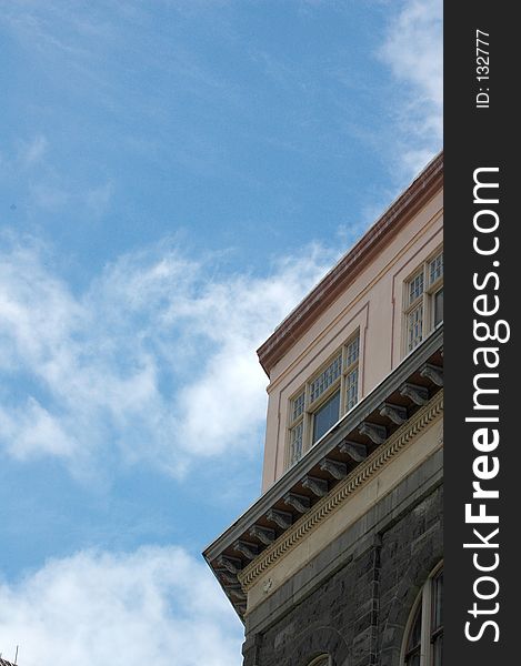 The sky above a historic building in Honolulu's Chinatown. The sky above a historic building in Honolulu's Chinatown