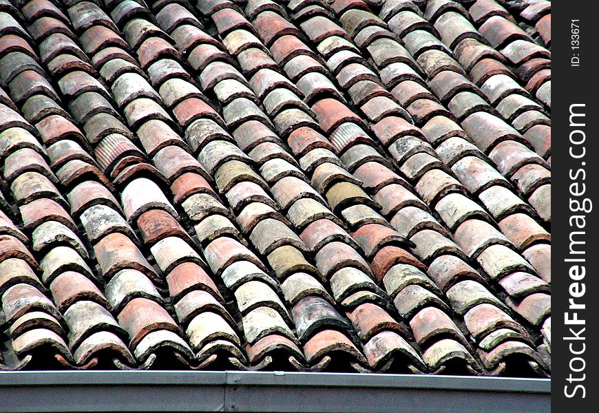 A portion of roof of old-stile bent tiles