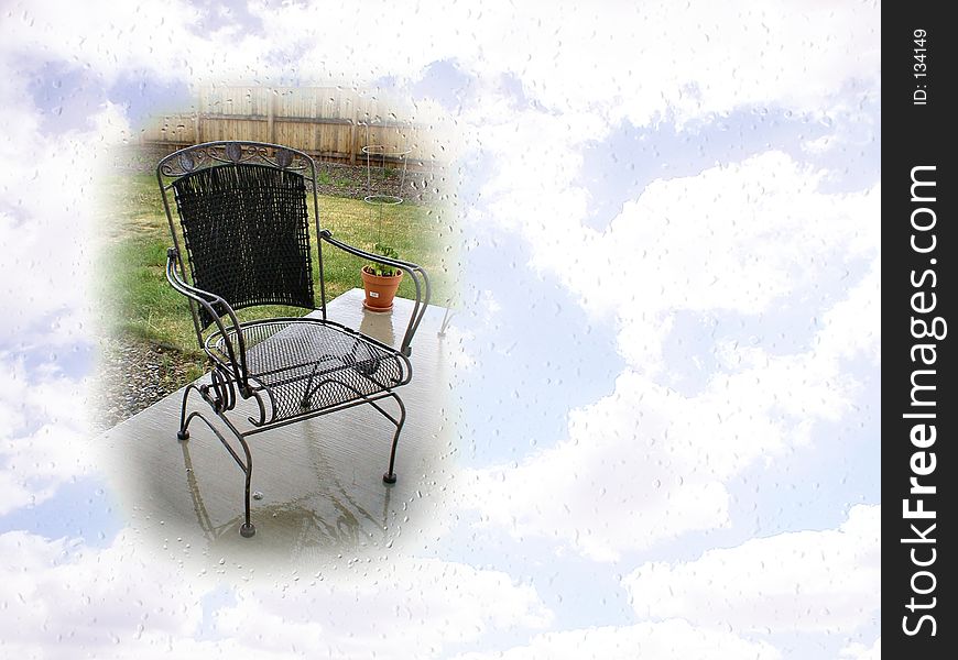 Patio Chair And Sky Postcard